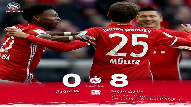 تقرير مباراة بايرن ميونخ وهامبورغ ضمن بطولة الدوري الالماني