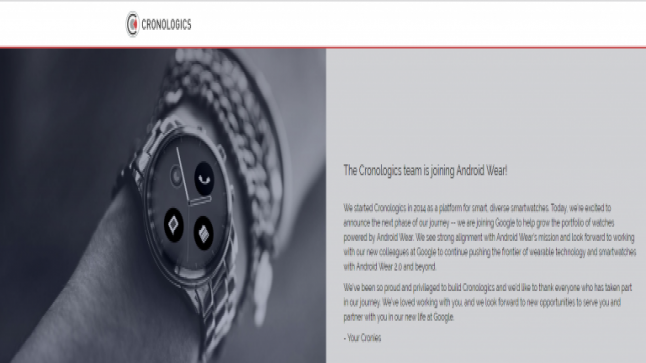شركة قوقل تستحوذ على الشركة Cronologics المتخصصة بصناعة ساعات اندرويد وير