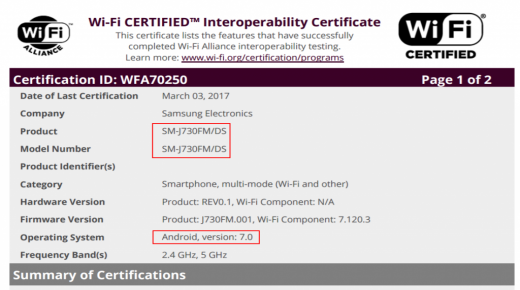 هاتف “Galaxy J7 “2017 سيأتي متمتع بنظام اندرويد نوجا 7.0