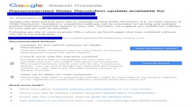 جوجل ترسل رسائل تنبيهية من أجل العمل على ترقية الاضافات الخاصة بموقع
