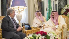 الأمين العام للأمم المتحدة في السعودية وسلمان في إستقباله